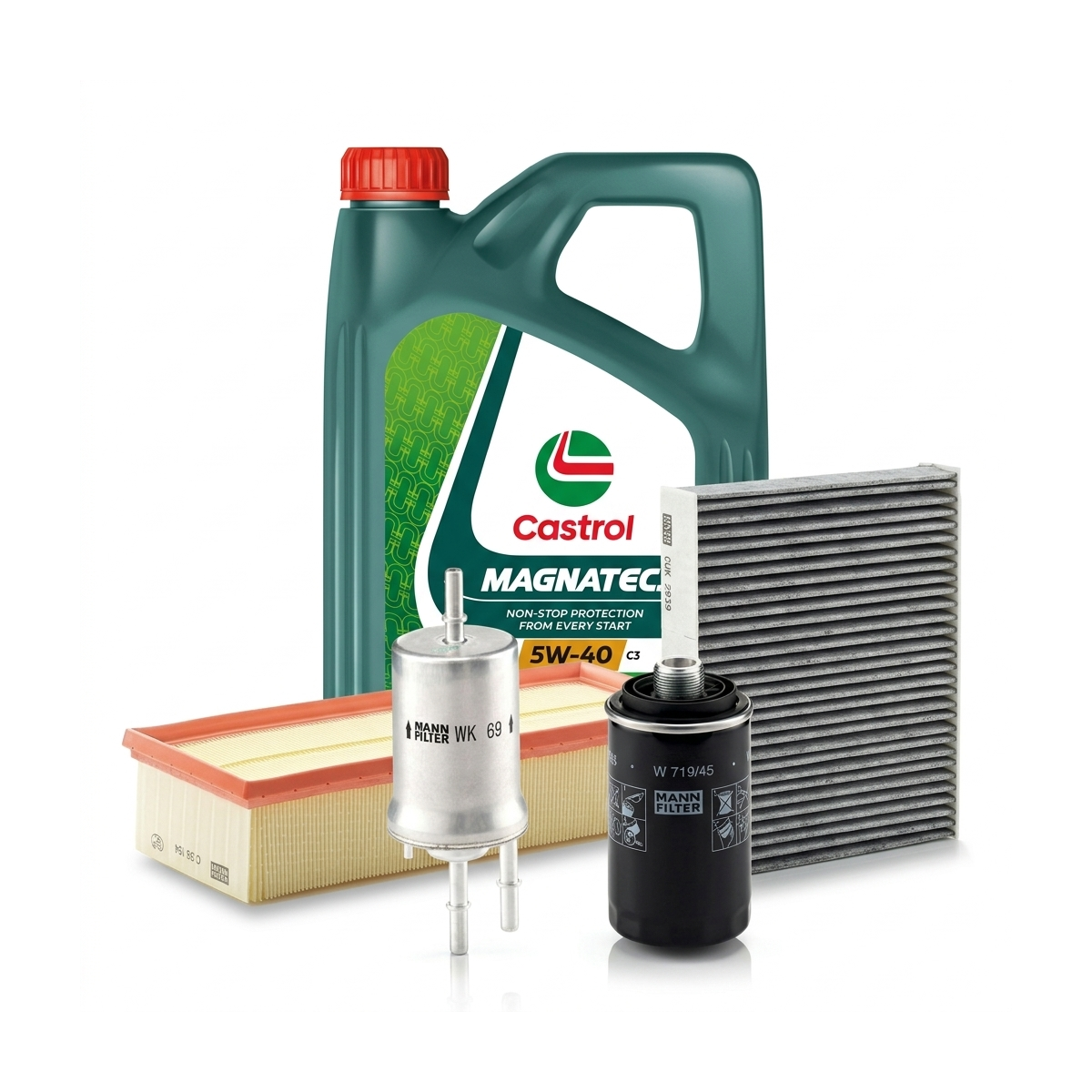 Kit revizie ulei Castrol MAGNATEC 5W-40 C3 + filtre Skoda Octavia 2 1.8 TSI 152 CP – MANN
