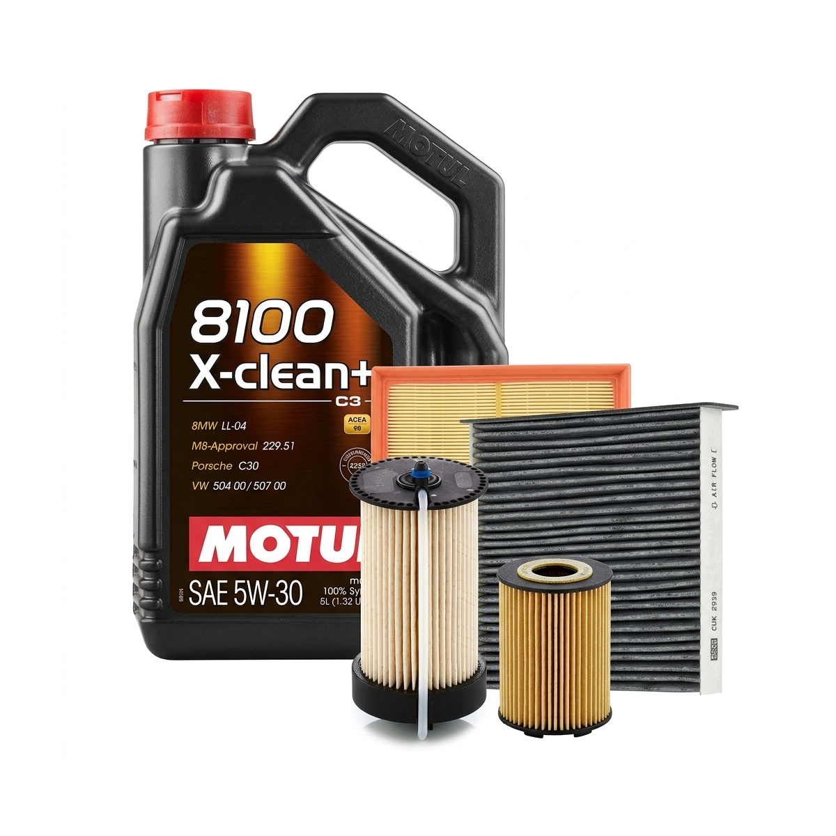 Kit revizie ulei Motul 8100 X-CLEAN+ 5W-30 + filtre Skoda Octavia 2 2.0 TDI 110 CP – MANN