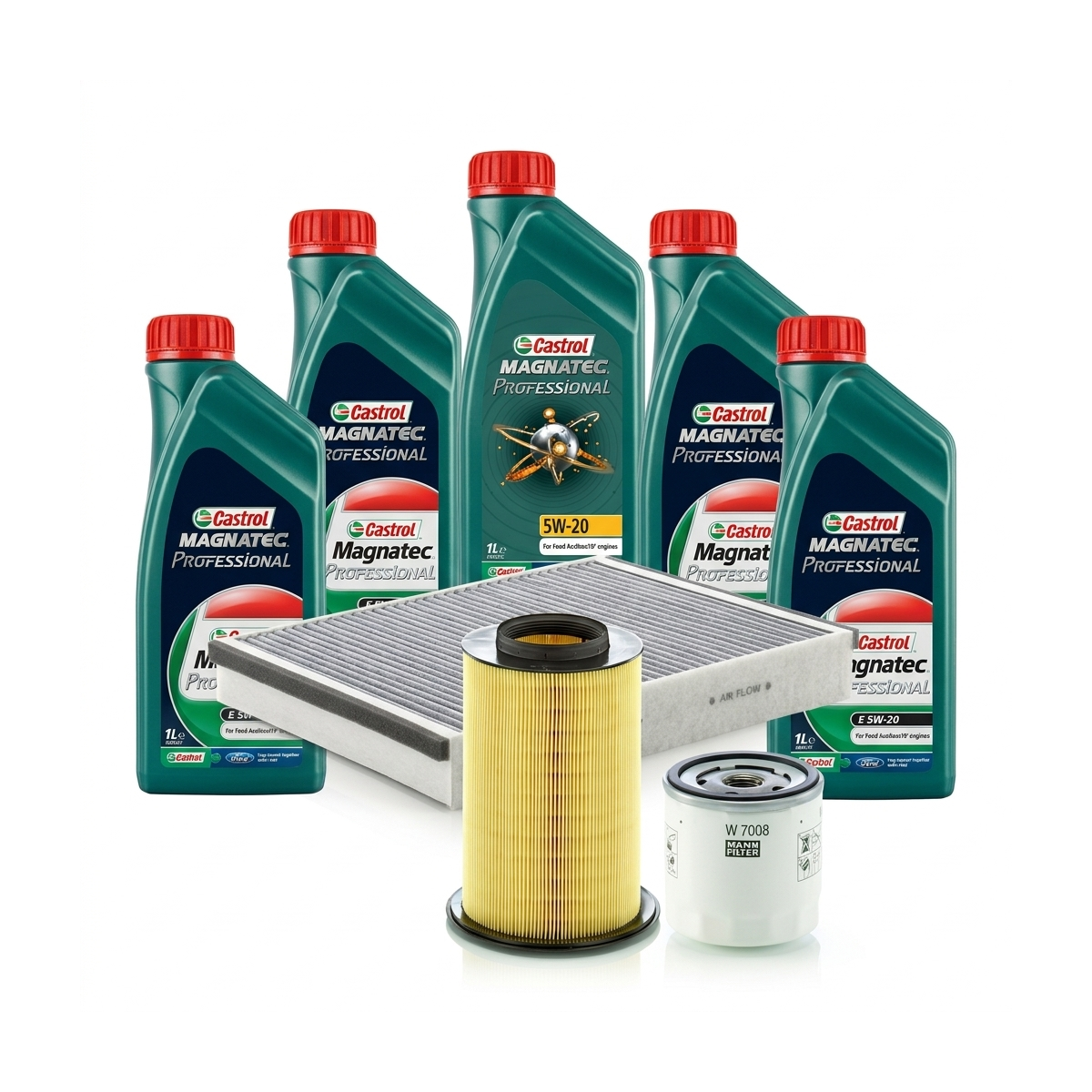 Kit revizie ulei Castrol Magnatec Professional Ford 5W-20 + filtre Ford Focus 3 1.6 EcoBoost 150 CP – MANN