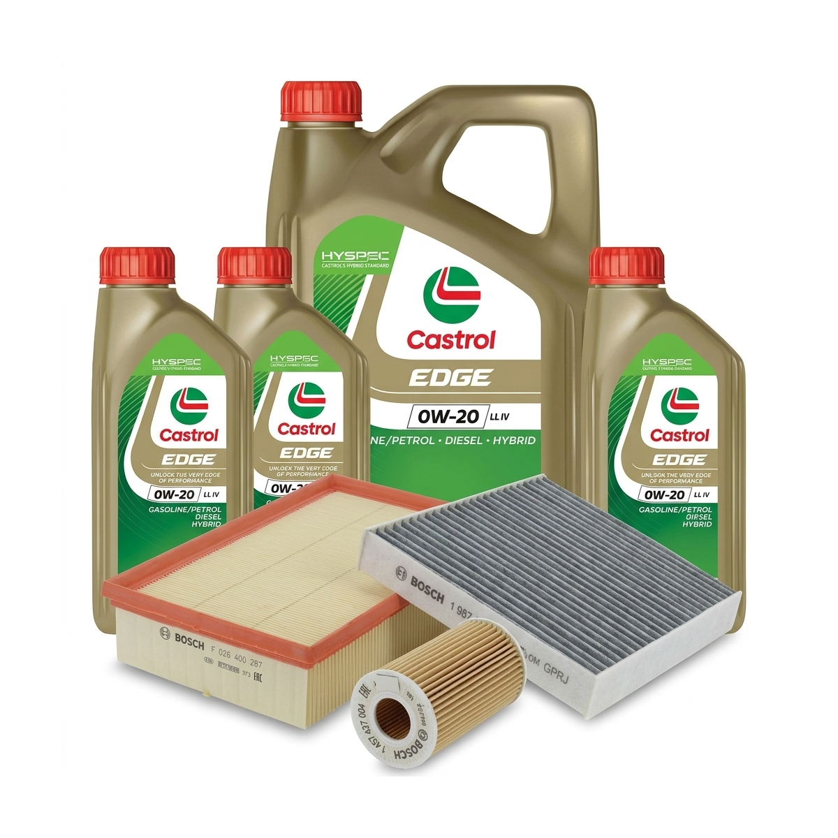 Kit revizie ulei Castrol EDGE 0W-20 LL IV + filtre VW Golf 8 2.0 GTI 50 325 CP – Bosch