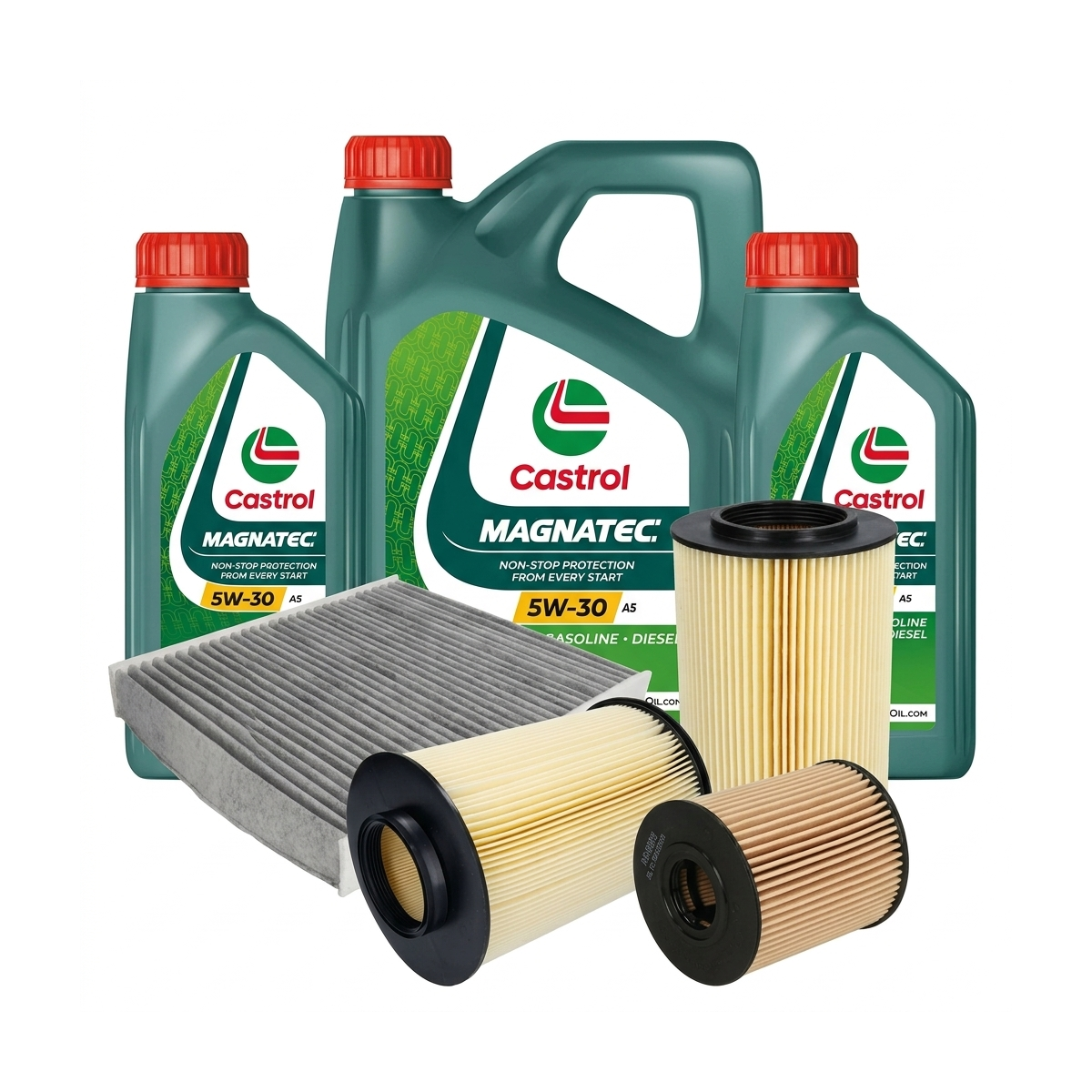 Kit revizie ulei Castrol MAGNATEC 5W-30 A5 + filtre Ford Focus 3 2.0 TDCi 115 CP – PURRO
