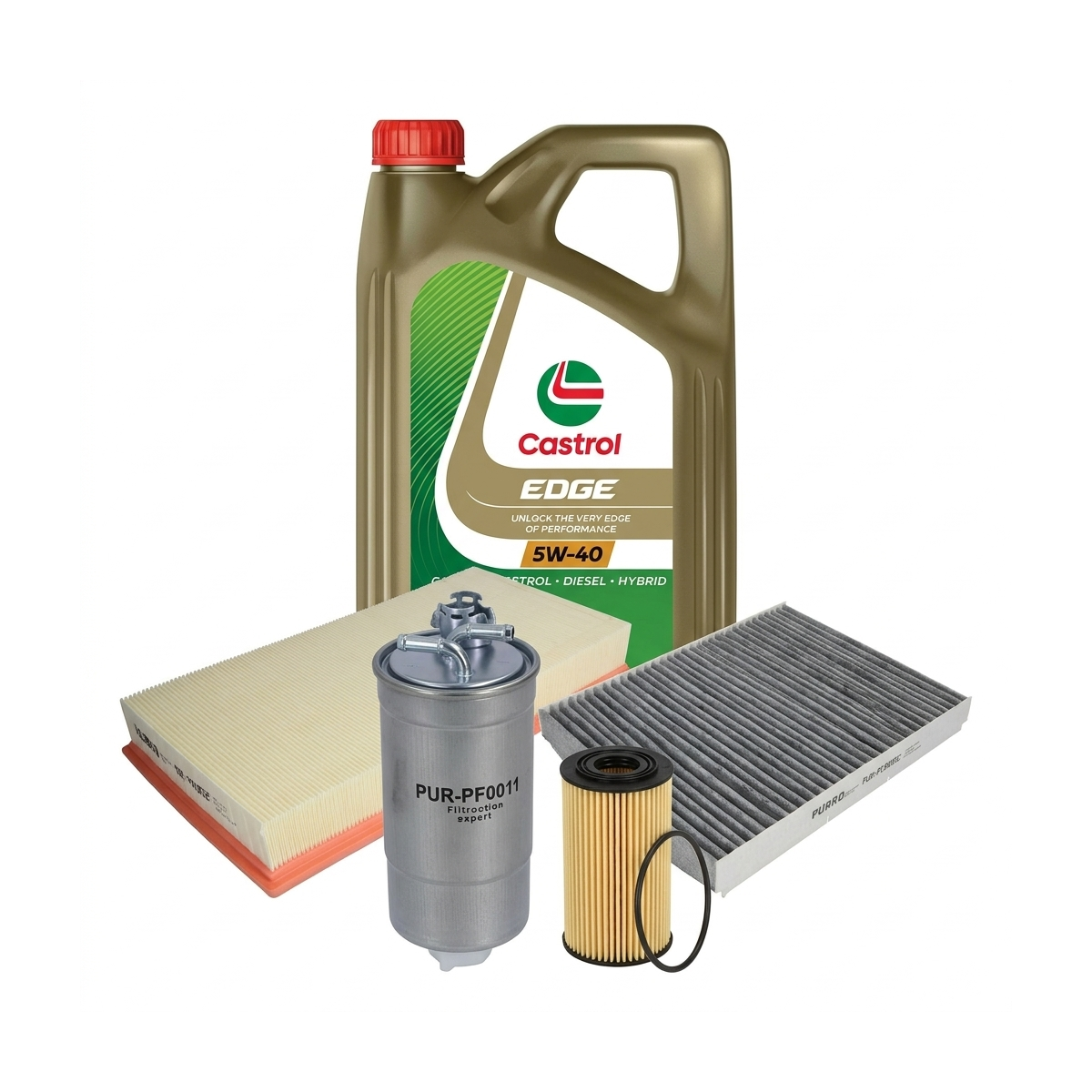 Kit revizie ulei Castrol EDGE 5W-40 + filtre VW Golf 4 1.9 TDI 110 CP – PURRO