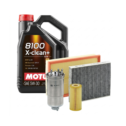Kit revizie ulei Motul 8100 X-CLEAN+ 5W-30 + filtre VW Golf 4 1.9 SDI 68 CP – MANN
