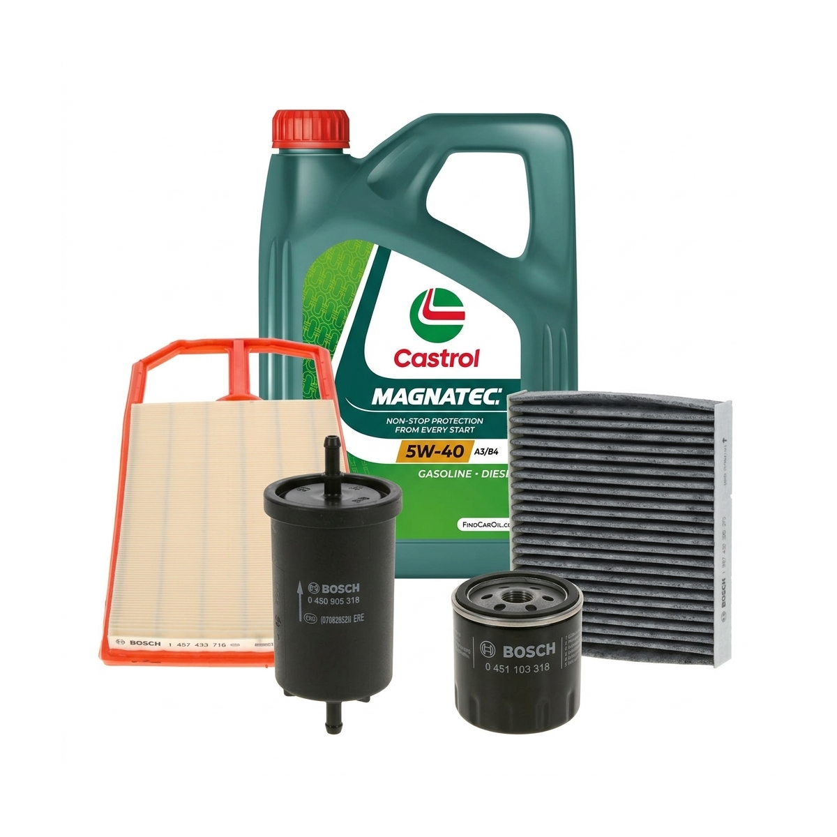 Kit revizie ulei Castrol MAGNATEC 5W-40 A3/B4 + filtre VW Golf 4 1.4 16V 75 CP – Bosch