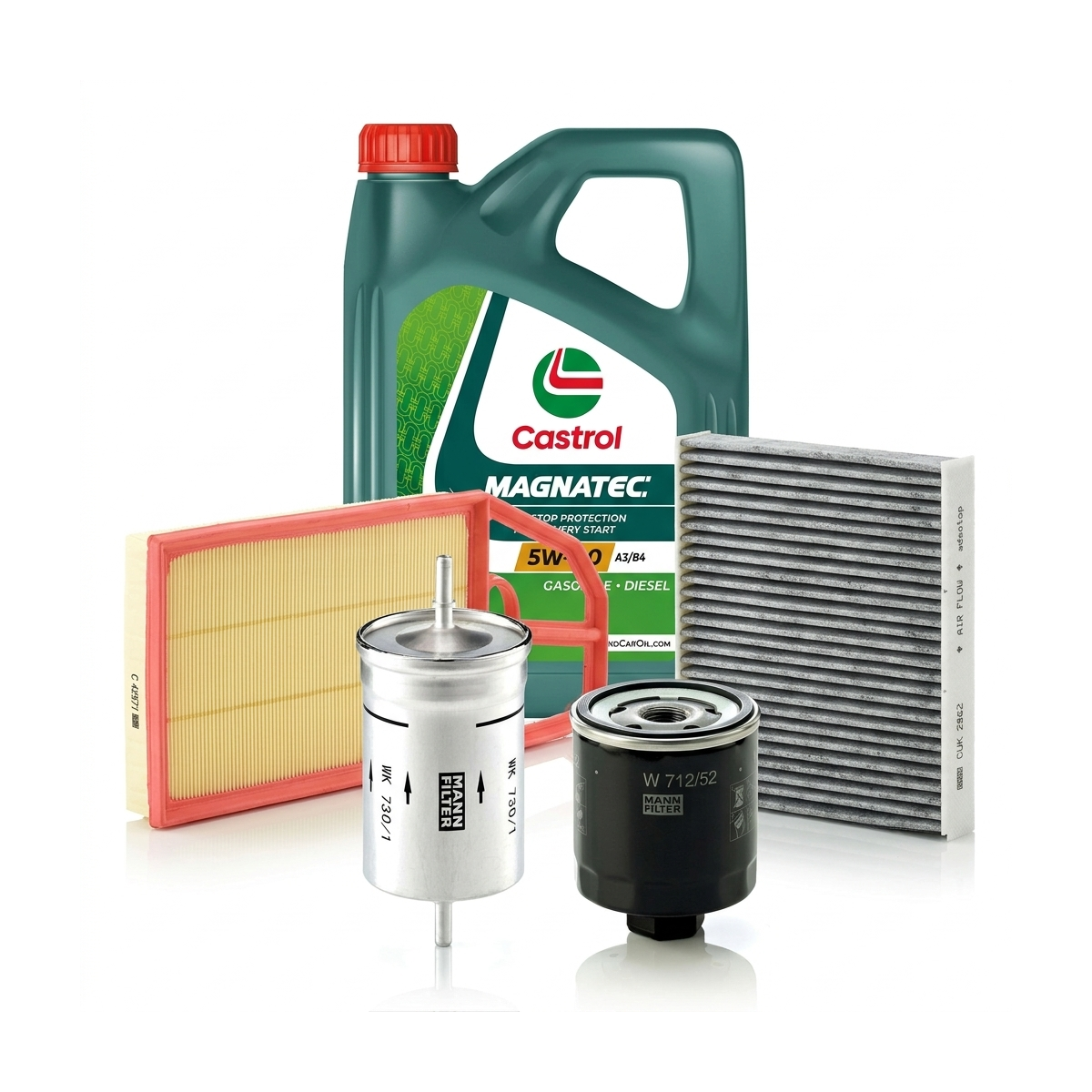 Kit revizie ulei Castrol MAGNATEC 5W-40 A3/B4 + filtre VW Golf 4 1.4 16V 75 CP – MANN