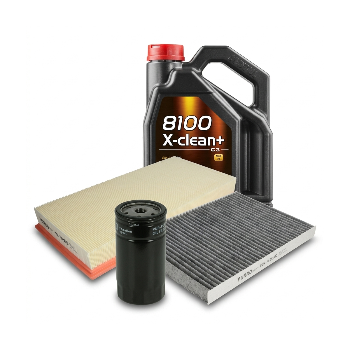 Kit revizie ulei Motul 8100 X-CLEAN+ 5W-30 + filtre VW Golf 4 1.8 T GTI 150 CP – PURRO