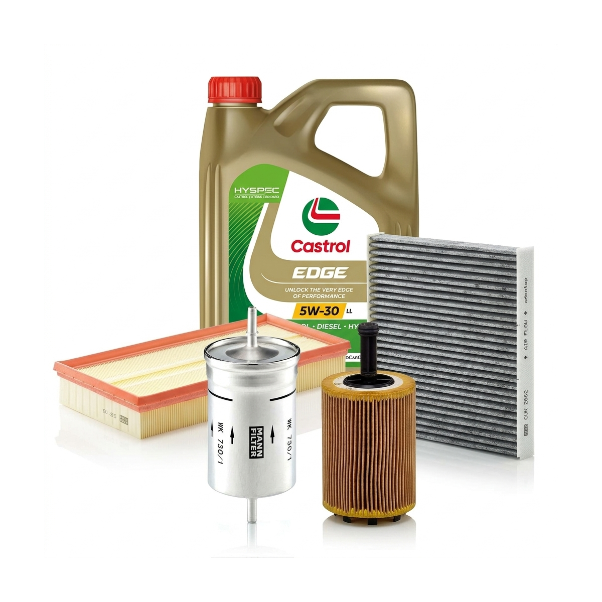 Kit revizie ulei Castrol EDGE 5W-30 LL + filtre VW Golf 4 2.3 V5 150 CP – MANN