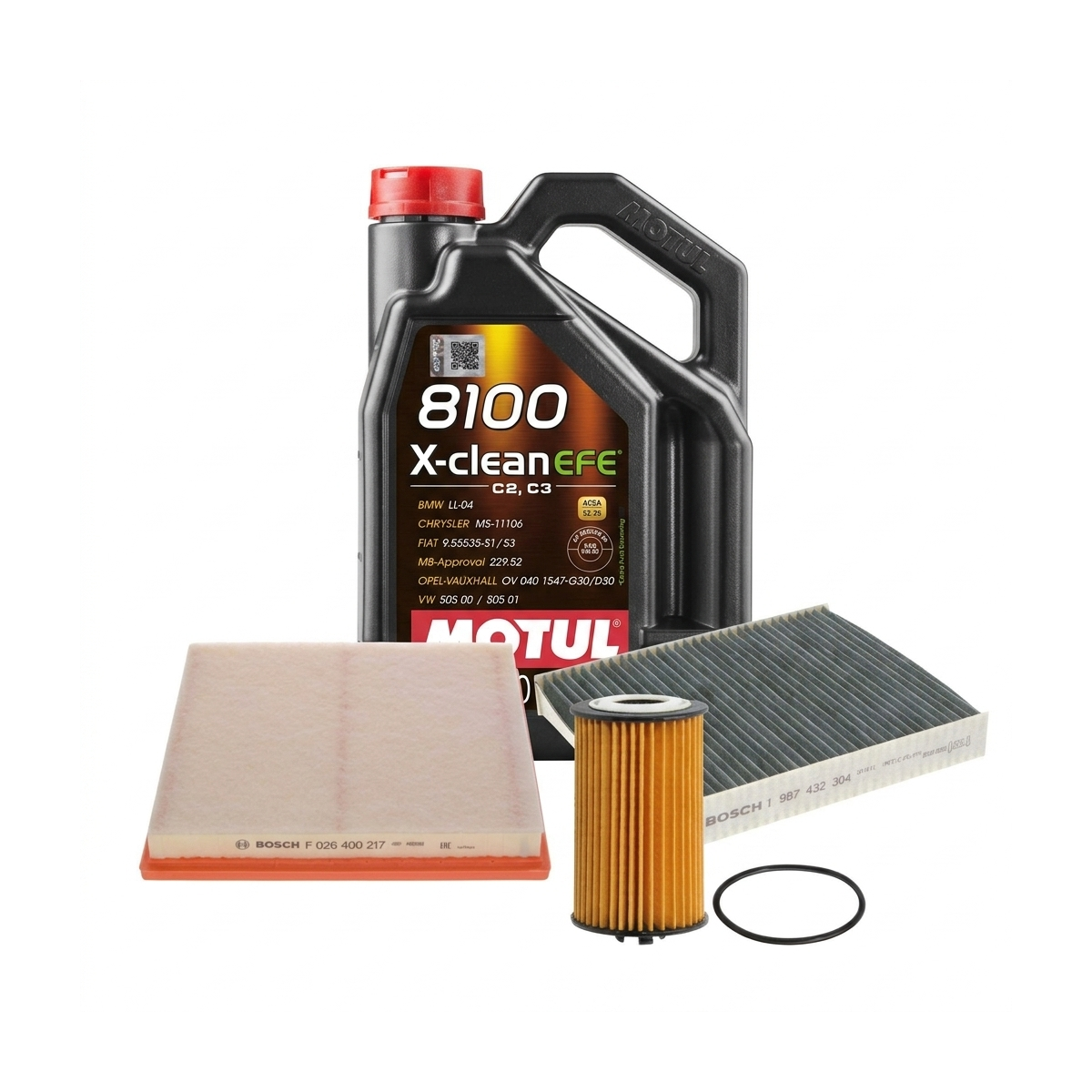 Kit revizie ulei Motul 8100 X-CLEAN EFE 5W-30 + filtre Opel Astra J 1.4 Turbo 120 CP – Bosch