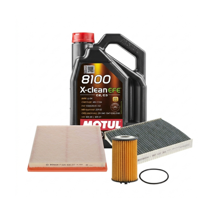 Kit revizie ulei Motul 8100 X-CLEAN EFE 5W-30 + filtre Opel Astra J 1.4 Turbo 120 CP – Bosch