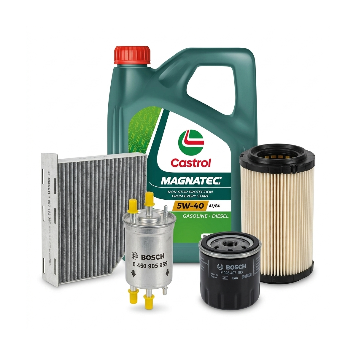 Kit revizie ulei Castrol MAGNATEC 5W-40 A3/B4 + filtre VW Golf 6 1.2 TSI 86 CP – Bosch