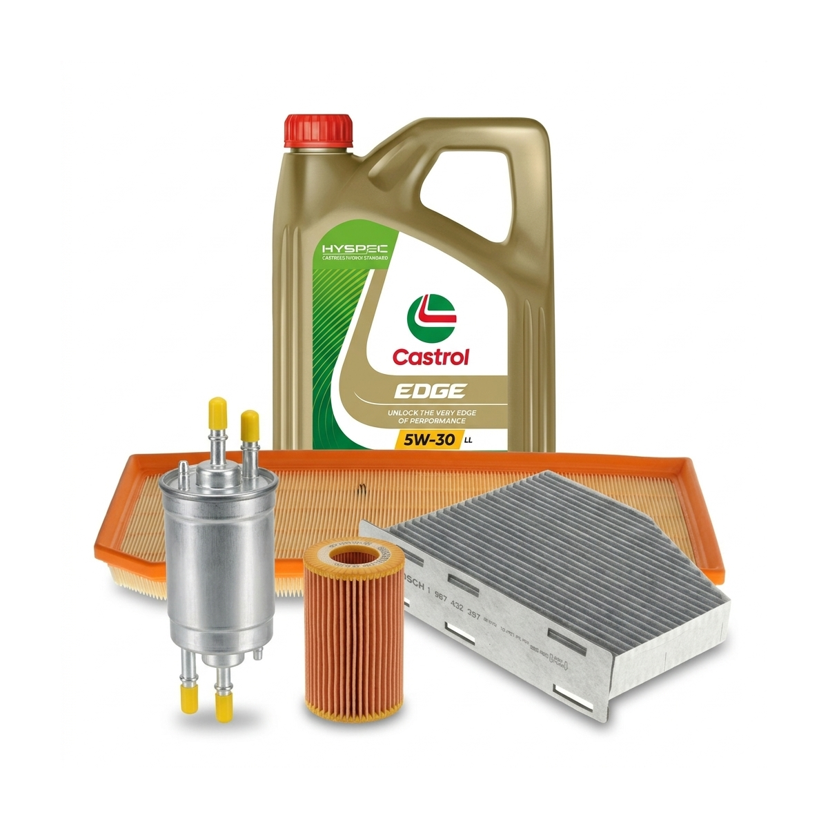 Kit revizie ulei Castrol EDGE 5W-30 LL + filtre VW Golf 6 2.0 R 4motion 265 CP – Bosch