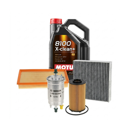 Kit revizie ulei Motul 8100 X-CLEAN+ 5W-30 + filtre VW Golf 6 2.0 R 4motion 265 CP – Bosch