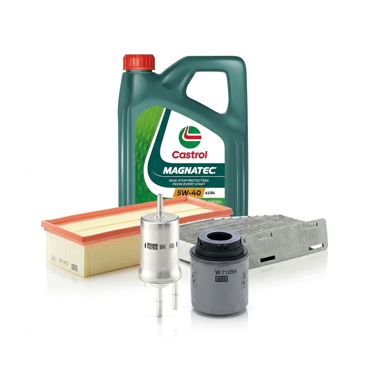 Kit revizie ulei Castrol MAGNATEC 5W-40 A3/B4 + filtre VW Jetta 4 1.4 TSI 160 CP – MANN