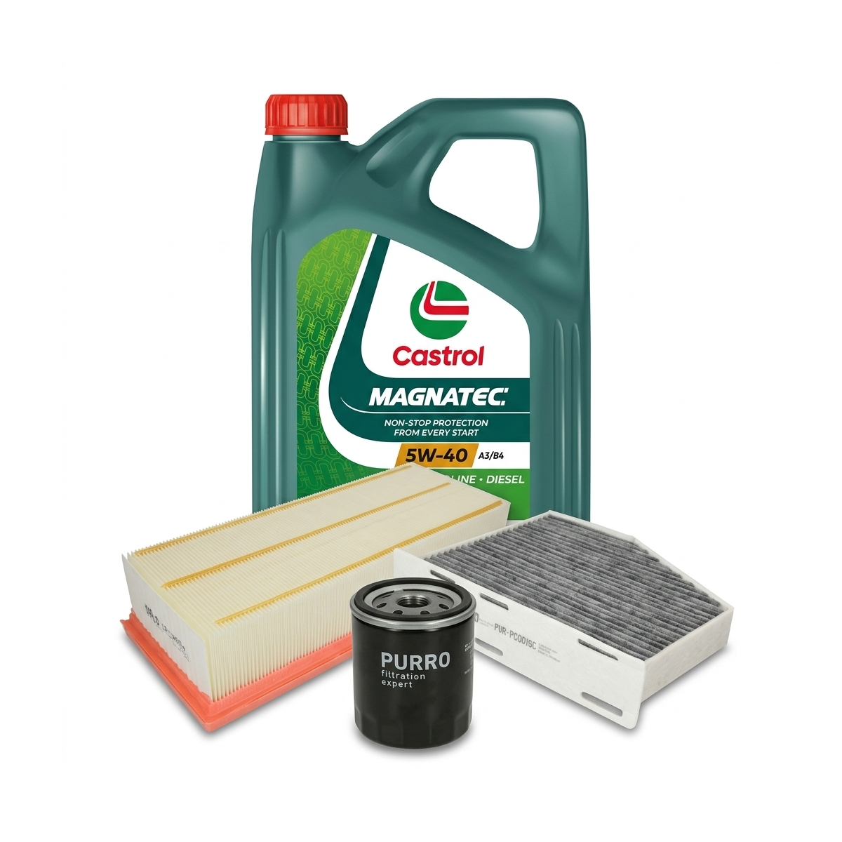 Kit revizie ulei Castrol MAGNATEC 5W-40 A3/B4 + filtre VW Jetta 4 1.4 TSI 160 CP – PURRO