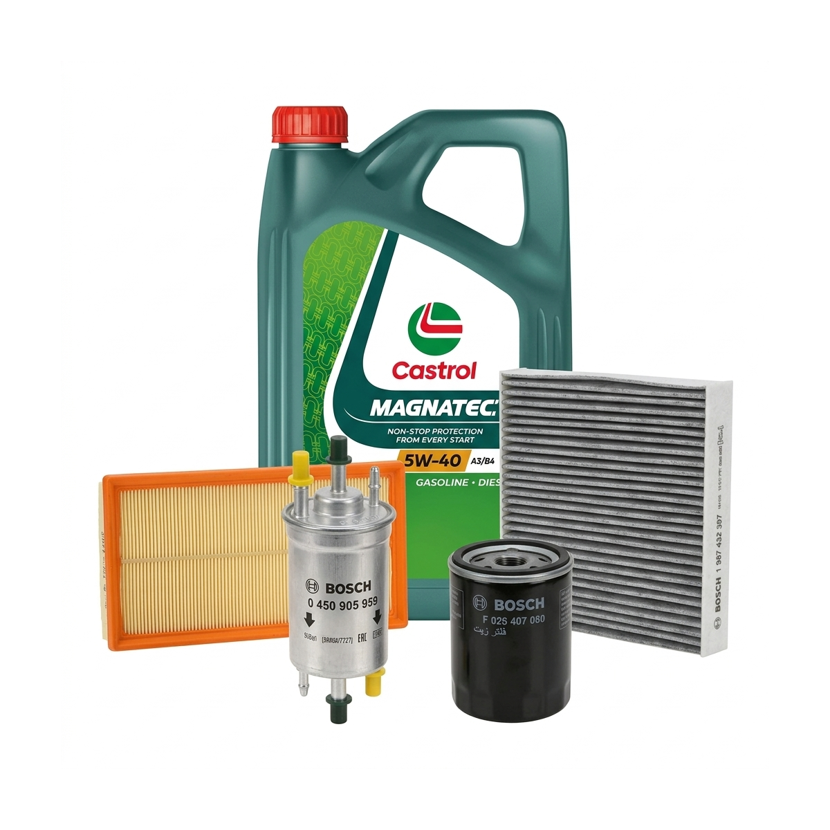 Kit revizie ulei Castrol MAGNATEC 5W-40 A3/B4 + filtre VW Jetta 4 2.0 TFSI 200 CP – Bosch