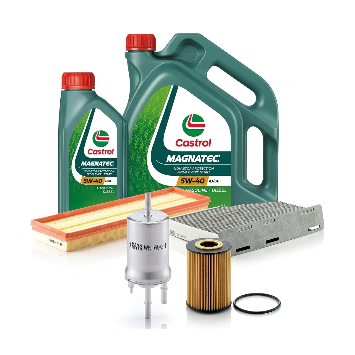 Kit revizie ulei Castrol MAGNATEC 5W-40 A3/B4 + filtre VW Jetta 4 2.5 170 CP – MANN
