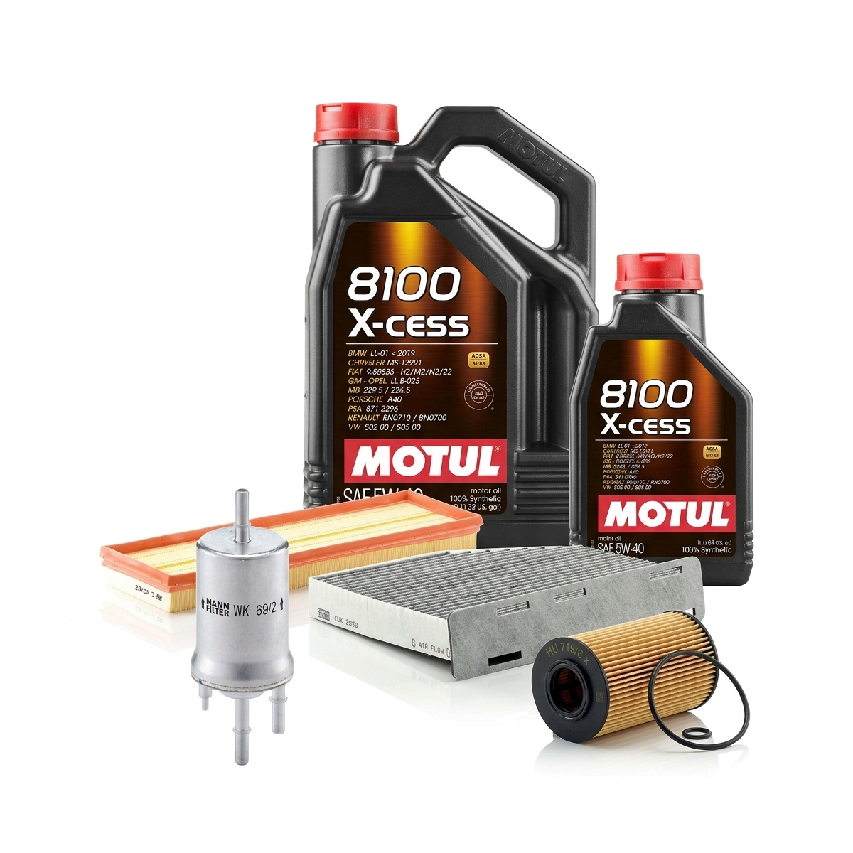 Kit revizie ulei Motul 8100 X-CESS 5W-40 + filtre VW Jetta 4 2.5 170 CP – MANN