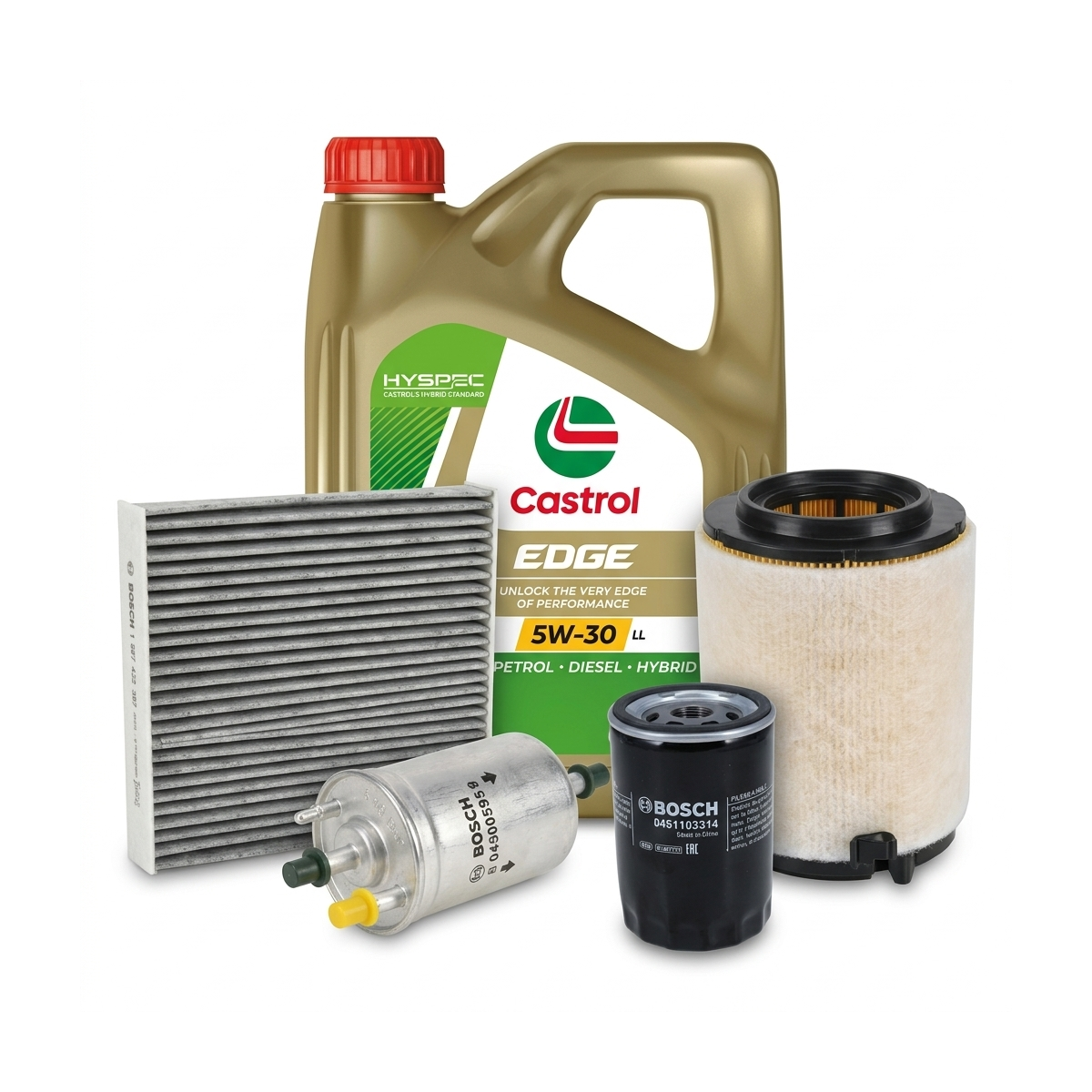 Kit revizie ulei Castrol EDGE 5W-30 LL + filtre VW Jetta 4 2.0 115 CP – Bosch