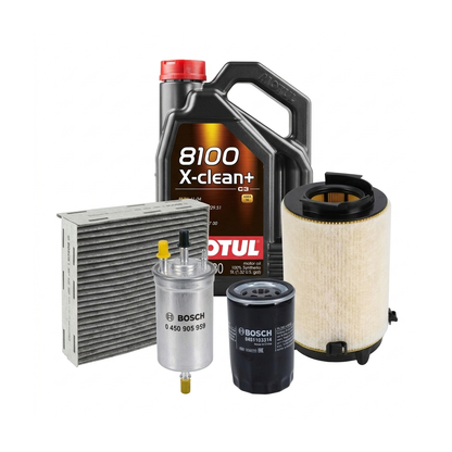 Kit revizie ulei Motul 8100 X-CLEAN+ 5W-30 + filtre VW Jetta 4 2.0 115 CP – Bosch