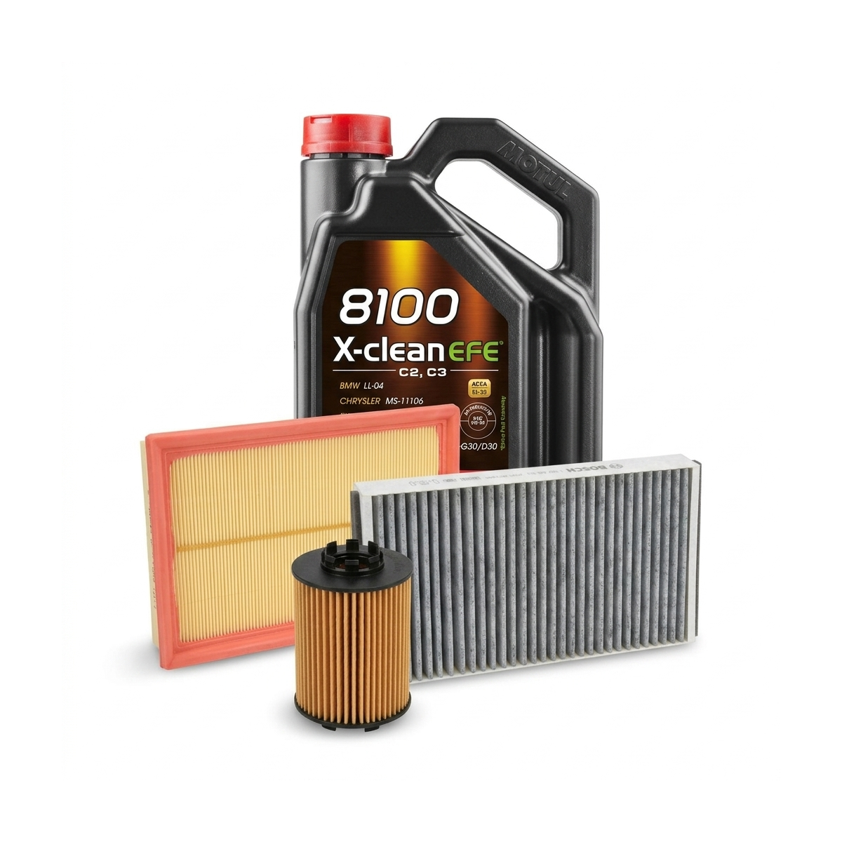 Kit revizie ulei Motul 8100 X-CLEAN EFE 5W-30 + filtre Opel Astra H 1.4 75 CP – Bosch