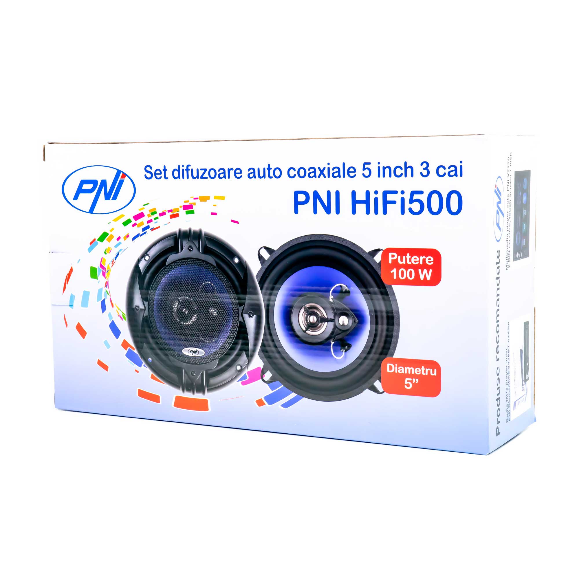 KOAXIÁLIS AUTÓS HANGSZÓRÓK PNI HIFI500, 100W, 12,7 CM, 3 ÚT, 2 DB-OS KÉSZLET