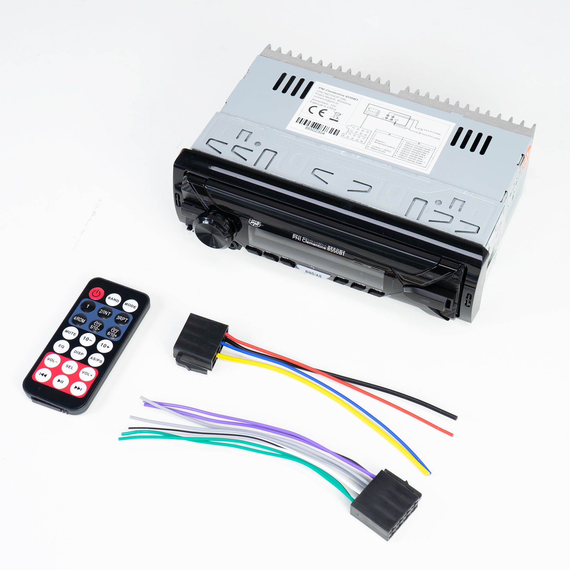 PNI Clementine 8550BT autós rádió MP3 lejátszó, levehető elülső rész, 4x45W, 12V, 1 DIN, SD, USB, AUX, RCA csatlakozóval