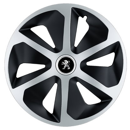 Set 4 capace roti Roco Gri-Negru R16 Compatibil Cu Peugeot