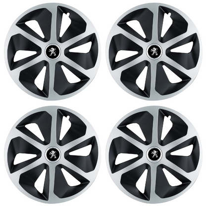Set 4 capace roti Roco Gri-Negru R16 Compatibil Cu Peugeot