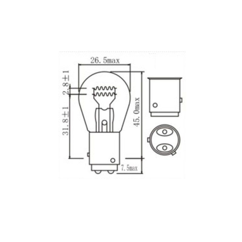 Bec halogen S25 12V 21/4W BAZ15D E4