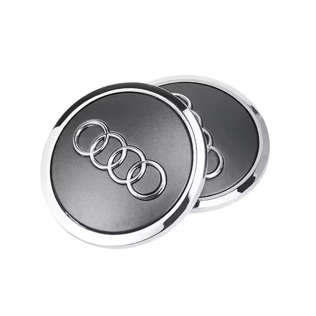 Комплект 4 броя капачки за алуминиеви джанти Audi 61 мм, сиви с хромиран кант