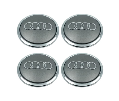 Set 4 Capac Janta Aliaj Audi 69 MM, Gri Cu Rama Crom