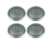 Set 4 Capac Janta Aliaj Audi 69 MM, Gri Cu Rama Crom