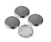Set 4 Capac Janta Aliaj Audi 69 MM, Gri Cu Rama Crom