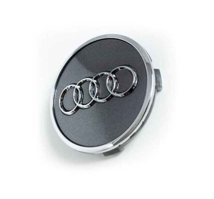 Комплект 4 броя капачки за алуминиеви джанти Audi 61 мм, сиви с хромиран кант