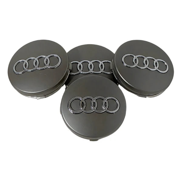 4 db AUDI 60 mm-es könnyűfém keréktárcsa-közép kupak, szürke