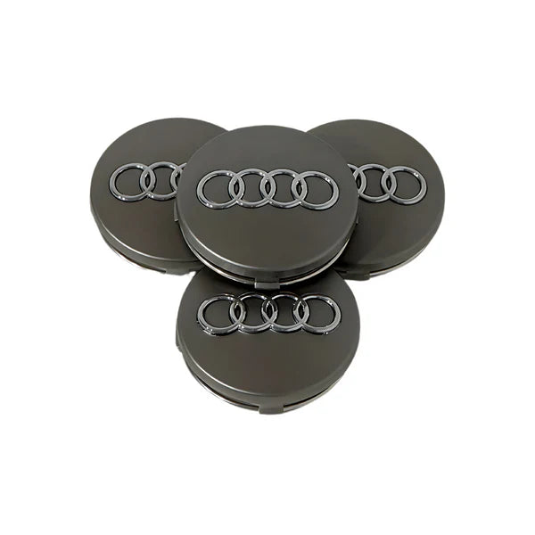 4 db AUDI 60 mm-es könnyűfém keréktárcsa-közép kupak, szürke