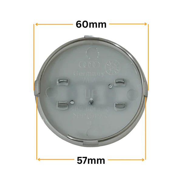 4 db AUDI 60 mm-es könnyűfém keréktárcsa-közép kupak, szürke
