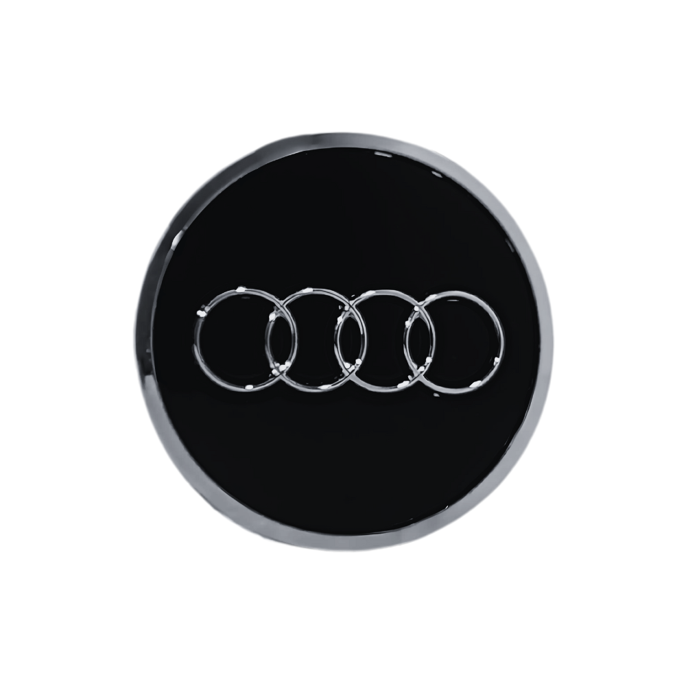 Комплект 4 капачки за алуминиеви джанти Audi 61 мм, черни със сребрист кант