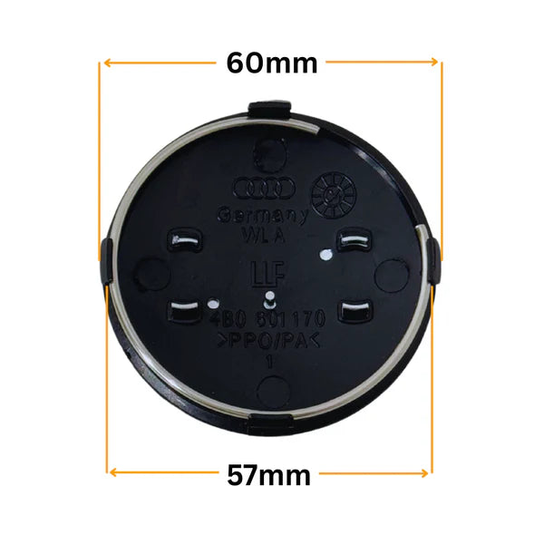 4 db AUDI 60 mm-es fekete alufelni kupakszett