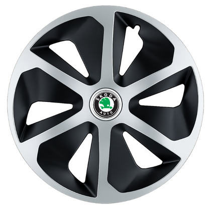 Set 4 capace roti Roco Gri-Negru R15 Compatibil Cu Skoda