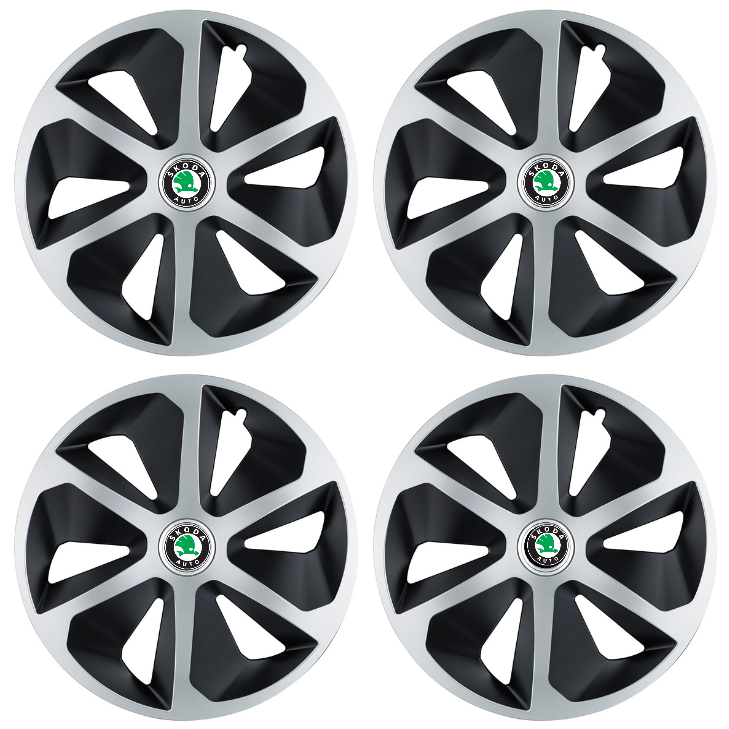 Set 4 capace roti Roco Gri-Negru R15 Compatibil Cu Skoda