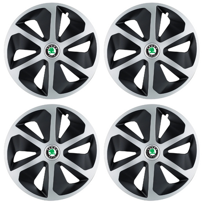 Set 4 capace roti Roco Gri-Negru R15 Compatibil Cu Skoda