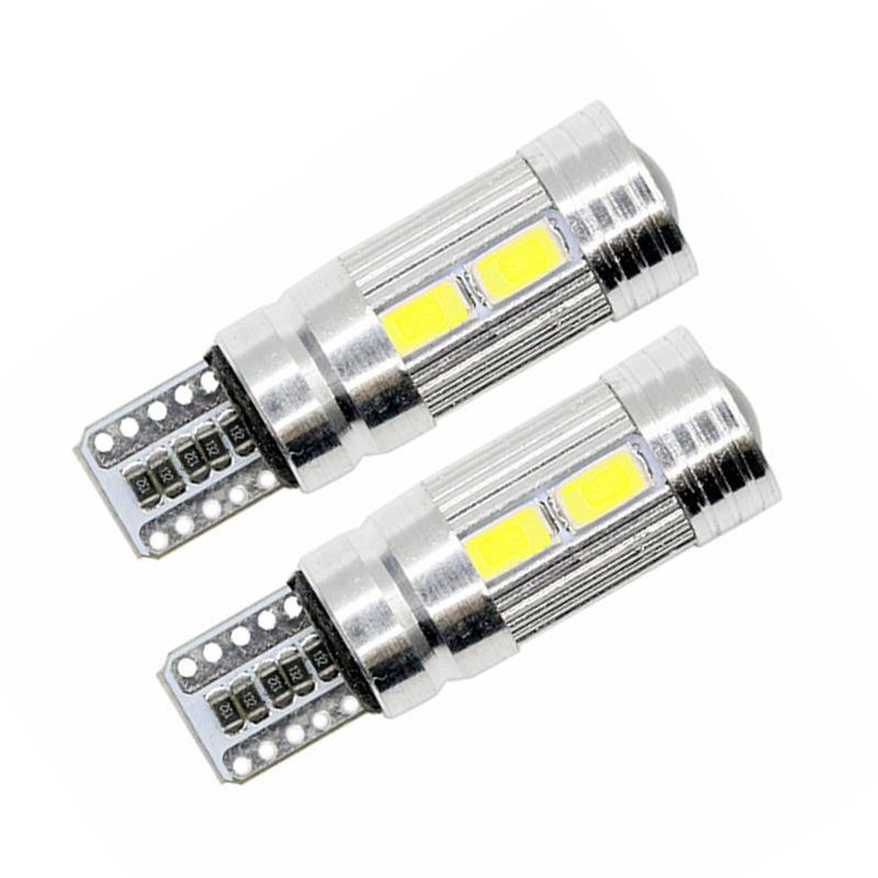 Set 2 becuri auto W5W/ T10 -10 smd cu lupa CANBUS- rosu