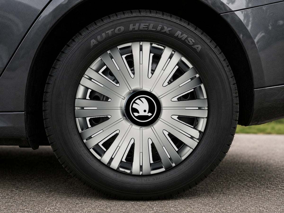 Set 4 capace roti Cu Inel Cromat Active R16 Compatibil Cu Skoda Nou