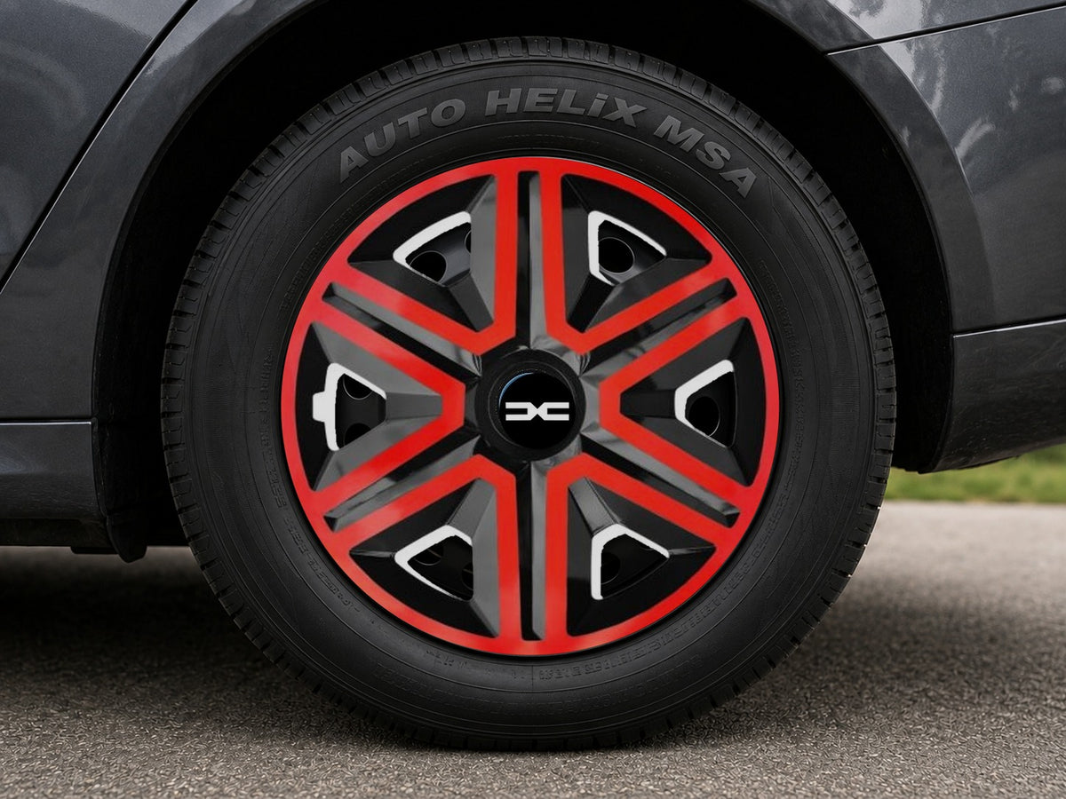 Set 4 Capace Roti Action Rosu-Negru R14, Pentru Dacia Nou