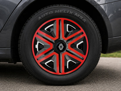 Set 4 Capace Roti Action Rosu-Negru R14, Pentru Renault Nou