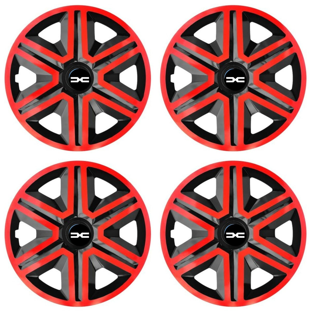 Set 4 Capace Roti Action Rosu-Negru R15, Pentru Dacia Nou