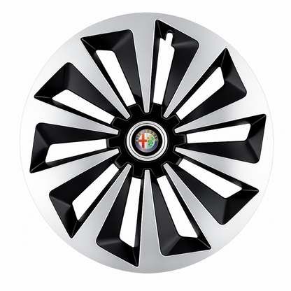 Set 4 capace roti Fox Gri-Negru R15 Compatibil Cu Alfa Romeo