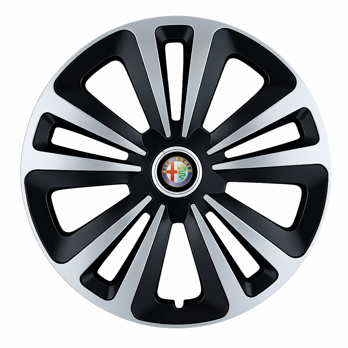 Set 4 Capace Roti Terra Gri-Negru R15, Compatibil Cu Alfa Romeo