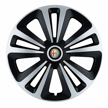 Set 4 Capace Roti Terra Gri-Negru R15, Compatibil Cu Alfa Romeo